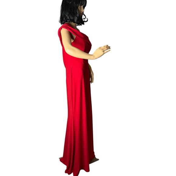 Agua Dresses Red One-Shoulder Off-Shoulder Maxi Formal Gown Slit –size 8 - Picture 11 of 17